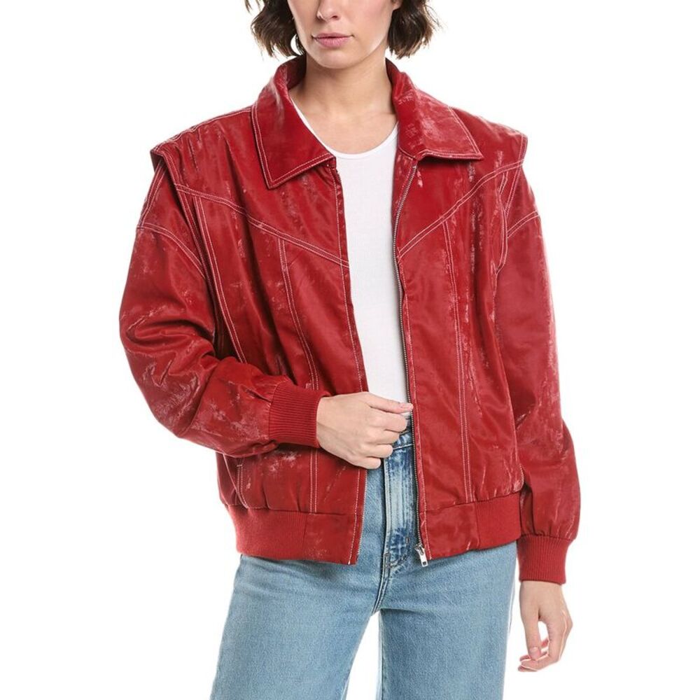 Pascale La Mode Womens  Faux Leather Moto Jacket, Red